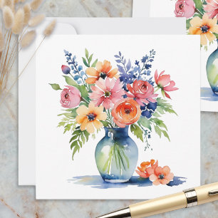 Elegant Watercolor Floral Blank Note Cards Set
