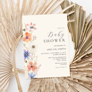 Elegant Watercolor Floral Boho Baby Shower Invitation