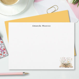 Elegant Watercolor Floral Books Personalized Card