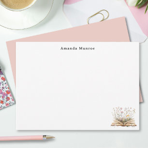 Elegant Watercolor Floral Books Personalized  Card
