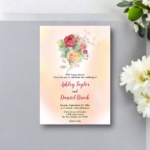 Elegant Watercolor Floral Bouquet Blush Wedding Acrylic Invitations