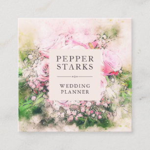 Elegant Watercolor Floral Bouquet Business Card