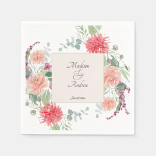 Elegant  Watercolor Floral Bouquet  Napkin