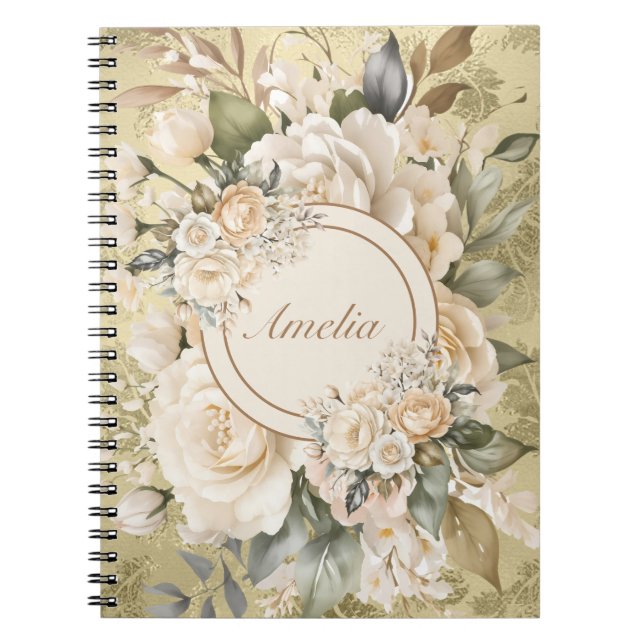 Elegant Watercolor Floral Bouquet Notebook (Front)