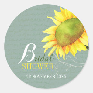 Elegant Watercolor Floral Bridal Shower Classic Round Sticker