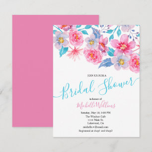 Elegant watercolor floral bridal shower invitation