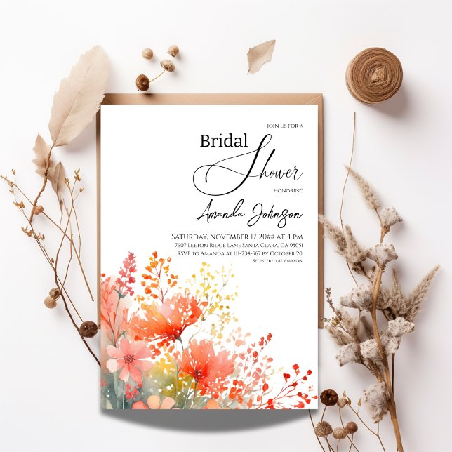 Elegant Watercolor Floral Bridal Shower Invitation (Creator Uploaded)