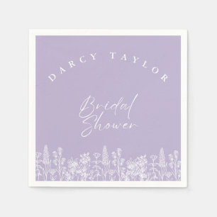 elegant,watercolor,floral,bridal shower lavender napkin