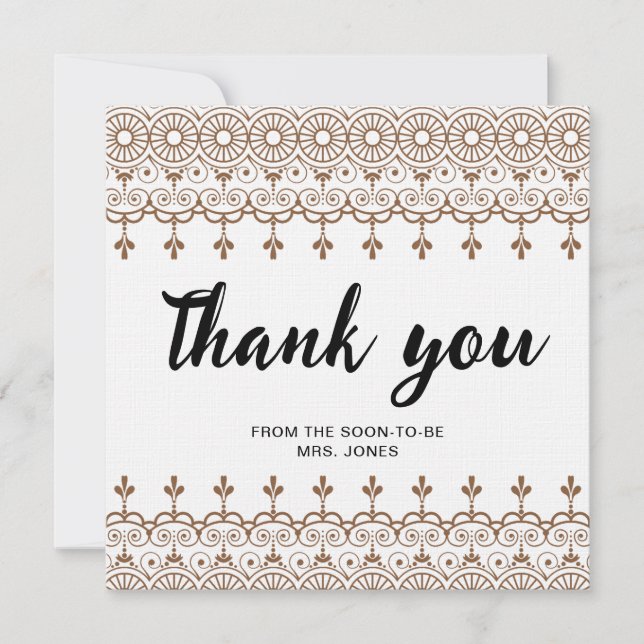 Elegant watercolor floral bridal shower thank you card (Front)