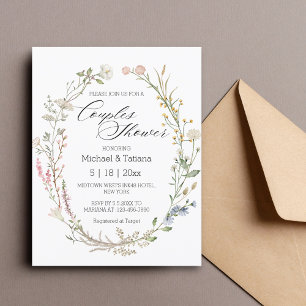 elegant watercolor floral couples shower wedding  invitation