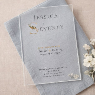 Elegant Watercolor Floral Cream 70th Birthday Acrylic Invitations