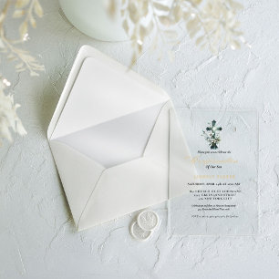 Elegant Watercolor  Floral Cross Confirmation Acrylic Invitations