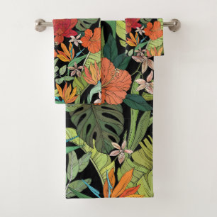 Elegant watercolor floral decorative eye-catching bath towel set