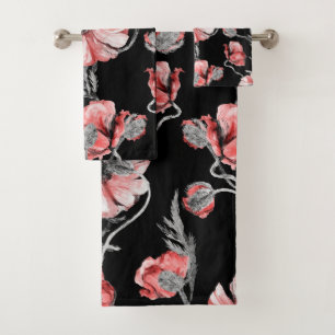 Elegant watercolor floral decorative eye-catching bath towel set