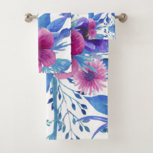 Elegant watercolor floral decorative eye-catching  bath towel set