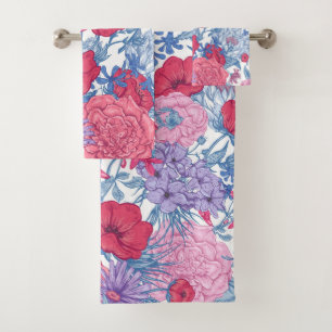 Elegant watercolor floral decorative eye-catching  bath towel set