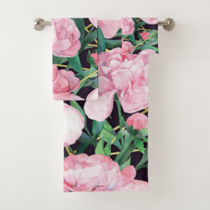Elegant watercolor floral decorative eye-catching  bath towel set
