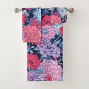 Elegant watercolor floral decorative eye-catching bath towel set