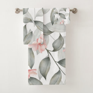 Elegant watercolor floral decorative eye-catching  bath towel set
