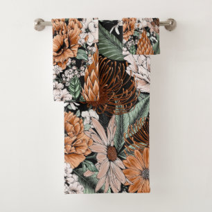 Elegant watercolor floral decorative eye-catching  bath towel set