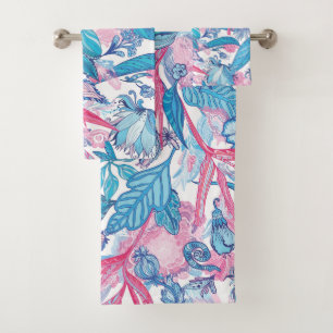 Elegant watercolor floral decorative eye-catching bath towel set