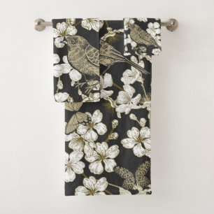 Elegant watercolor floral decorative eye-catching bath towel set