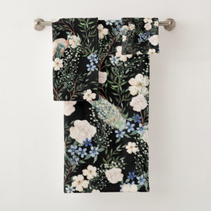 Elegant watercolor floral decorative eye-catching  bath towel set