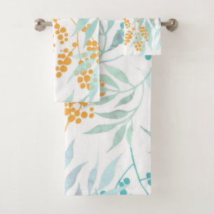 Elegant watercolor floral decorative eye-catching bath towel set