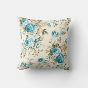 Elegant watercolor floral decorative pattern throw pillow