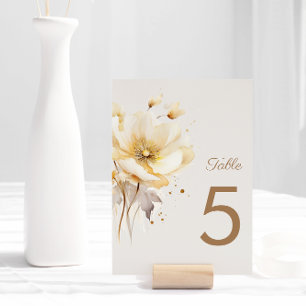 Elegant Watercolor Floral Delicate Wedding Table Number
