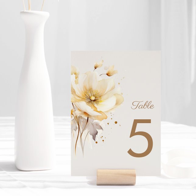Elegant Watercolor Floral Delicate Wedding Table Number (Creator Uploaded)
