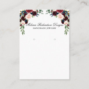 Elegant Watercolor Floral Earring Display Card