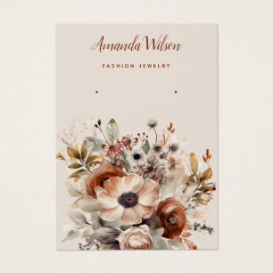 Elegant watercolor floral earring display card
