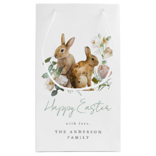 Elegant Watercolor Floral Easter Small Gift Bag