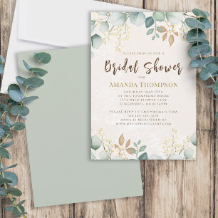 Elegant Watercolor Floral Eucalyptus Green Foliage Invitation