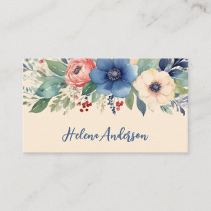 Elegant Watercolor Floral Feminine  Business Card