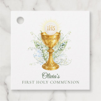 Elegant Watercolor Floral First Holy Communion  Favour Tags