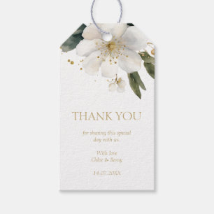 Elegant Watercolor Floral Foliage Thank You Gift Tags