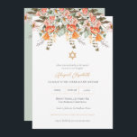 Elegant Watercolor Floral Garden Bat Mitzvah Invitation<br><div class="desc">This elegant Bat Mitzvah invitation has a beautiful watercolor coral and orange floral garden. It is delicate and modern with it's flowy script and gold Star of David. It is perfect to fit in with any garden or botanical themed Bat Mitzvah.</div>
