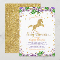 Elegant Watercolor Floral Gold Unicorn Baby Shower