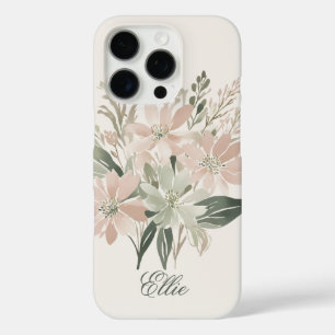 Elegant Watercolor Floral Green and Blush Pink  iPhone 16 Pro Case
