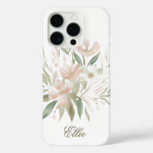 Elegant Watercolor Floral Green and Blush Pink  iPhone 16 Pro Case