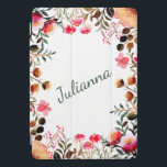 Elegant Watercolor Floral Greenery Personalized iPad Pro Cover<br><div class="desc">This elegant floral iPad cover, personalized with the name of your choice, is perfect for those who love a touch of nature-inspired beauty in their accessories. The design features a delightful arrangement of pink, peach, and green foliage, creating a soft and sophisticated frame around the custom name in a graceful...</div>