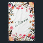 Elegant Watercolor Floral Greenery Personalized Kitchen Towel<br><div class="desc">Elegant Watercolor Floral Greenery Personalized Kitchen Towel</div>