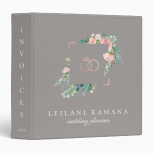 Elegant Watercolor Floral Grey Binder