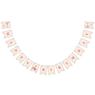 Elegant Watercolor Floral Happy Birthday Bunting Flags