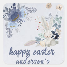 Elegant Watercolor Floral- Happy Easter  Square St
