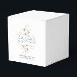 Elegant Watercolor Floral Love Is Sweet Wedding Favor Box<br><div class="desc">Delight your wedding guests with this elegant floral favour box featuring the romantic message Love is Sweet Enjoy the Treat. Perfect for your wee sweet treat this personalized box includes the couple's names and wedding date, beautifully accented with delicate watercolor botanical illustrations and navy blue typography. Ideal for rustic, garden,...</div>