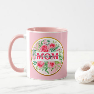 Elegant Watercolor Floral "MOM I Love You" Mother' Mug