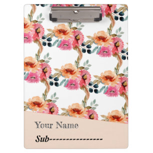 Elegant Watercolor Floral Notebook Clipboard